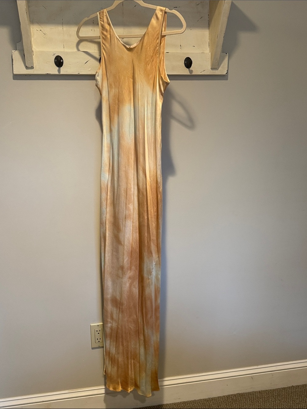 A.L.C. Sleeveless Tie-Dye Maxi Dress in Warm Tan and Cream